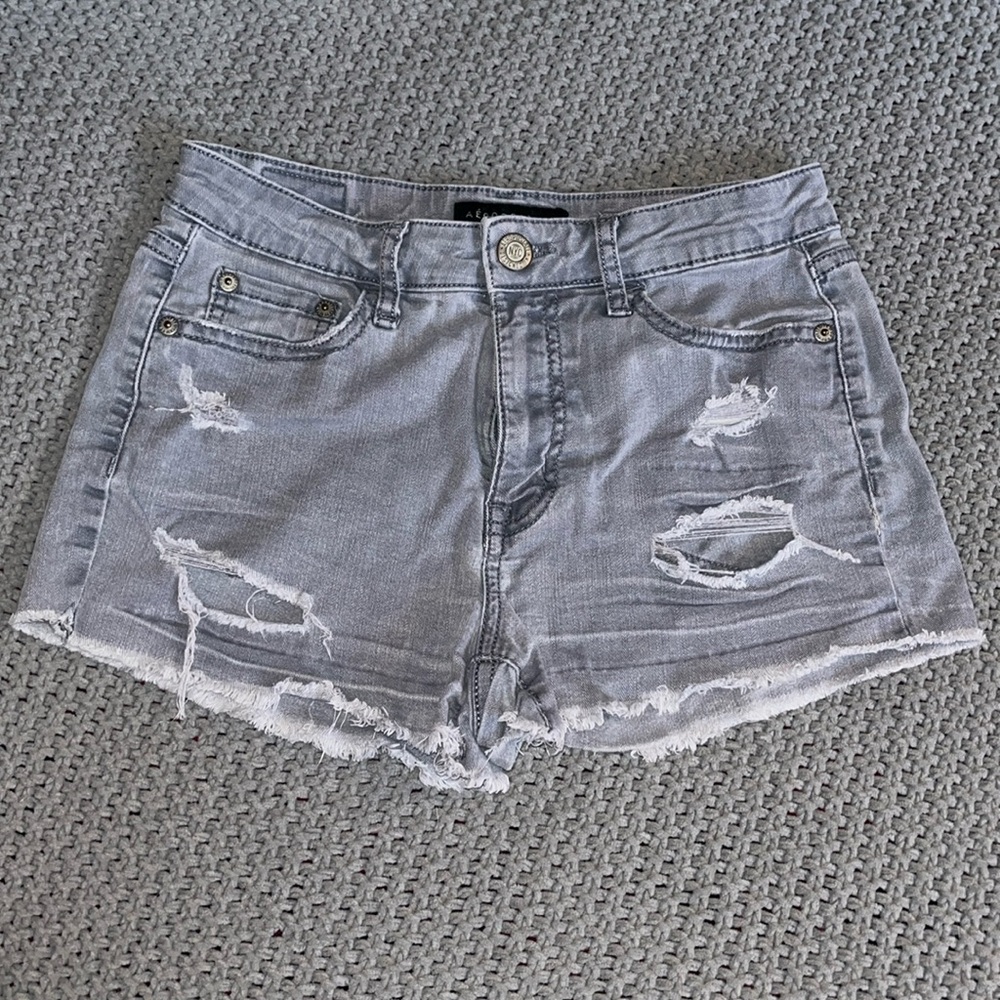 Aeropostale jean shorts, size 2, color is grey.